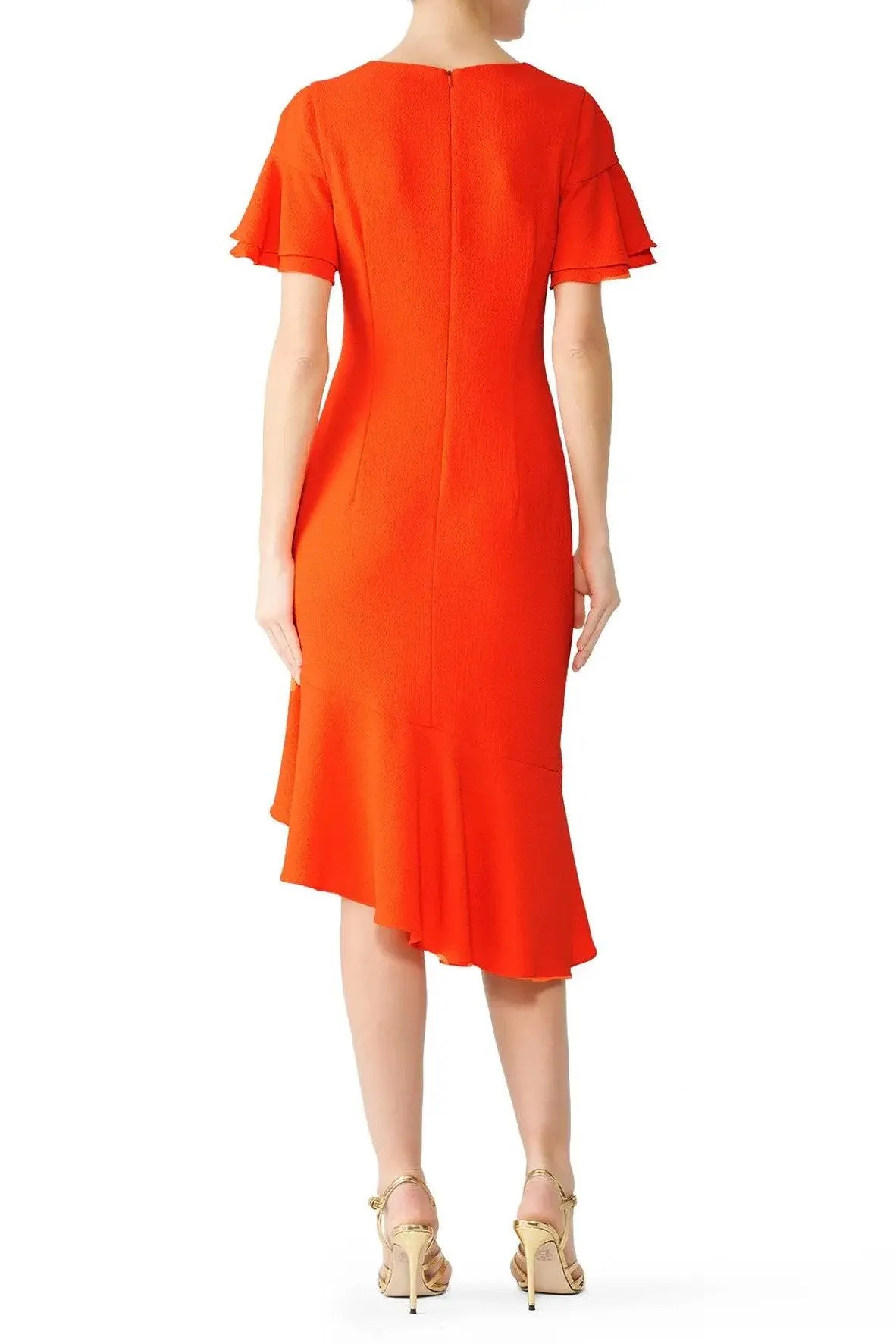 Asymmetrical Orange Ruffle Dress