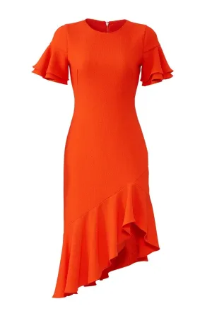 Asymmetrical Orange Ruffle Dress