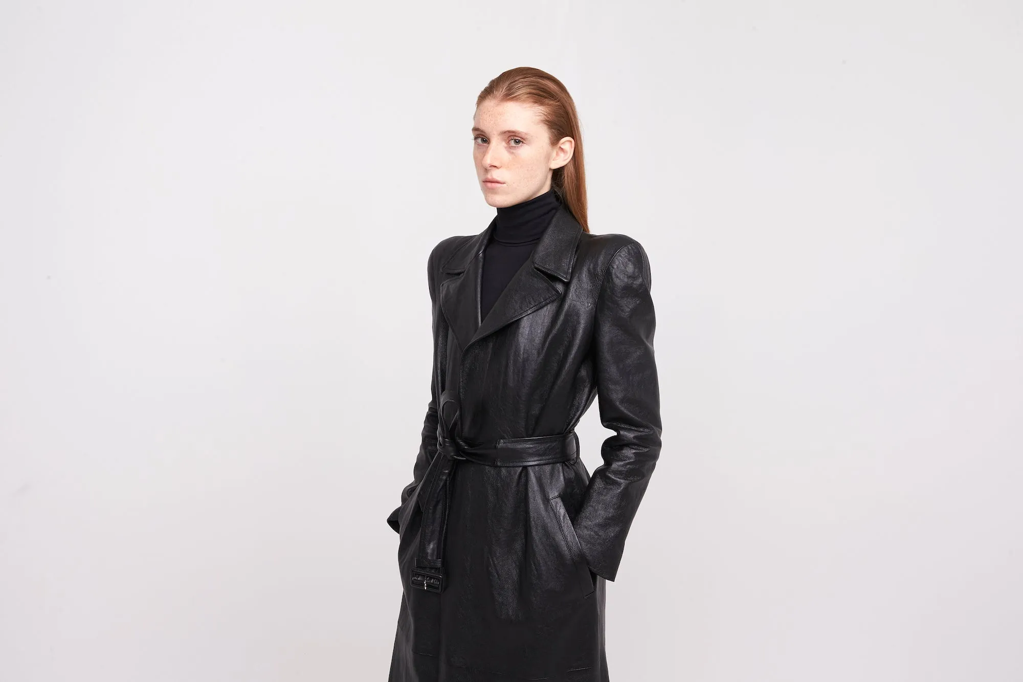 Balenciaga Maxi Leather Trench Coat