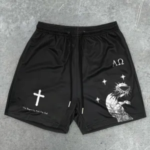 Blavra The Beginning And The End Graphic Men's Mesh Shorts