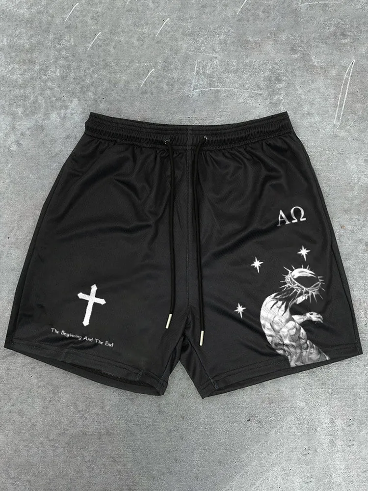 Blavra The Beginning And The End Graphic Men's Mesh Shorts