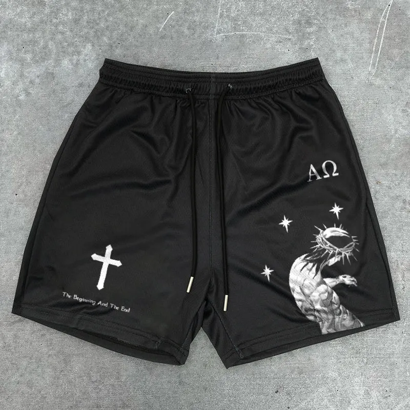 Blavra The Beginning And The End Graphic Men's Mesh Shorts