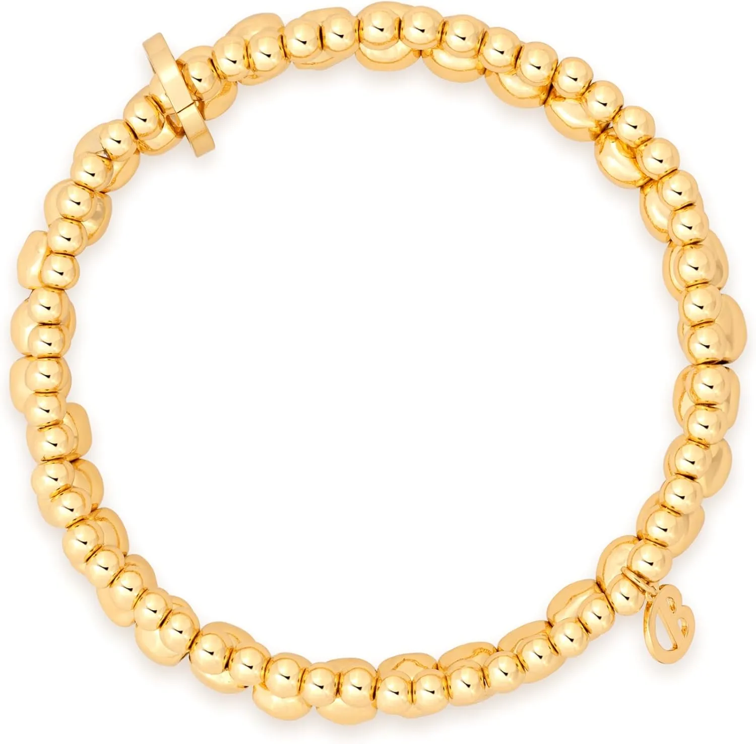 COBI 18K Gold Plated Silver Beaded Bracelets for Women, Chunky Thick Paperclip Chains, Stackable Balls Stretch Bracelet, Irregular Freshwater Pearl Pendant, Hypoallergenic Everyday Wear, Ideal Gifts