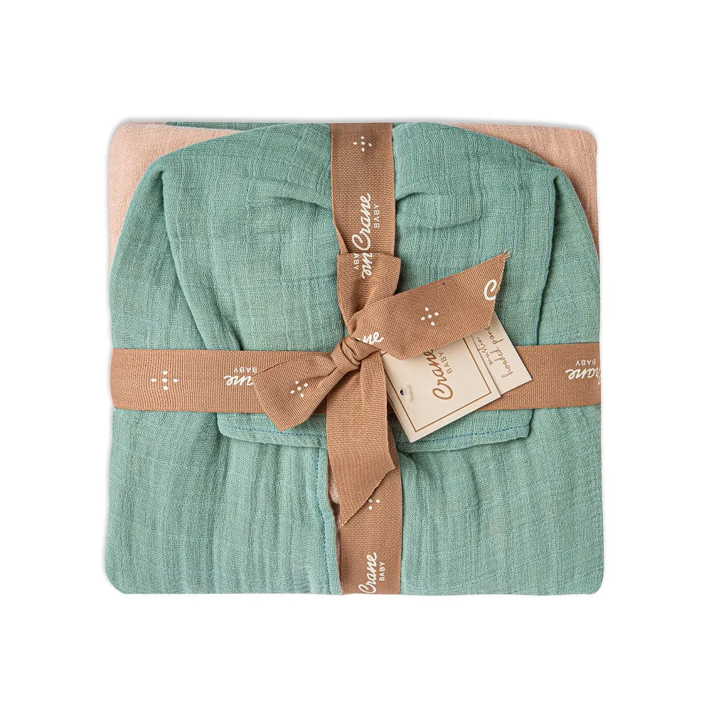 Crane Baby Poncho Combo - Desert Rose & Evergreen