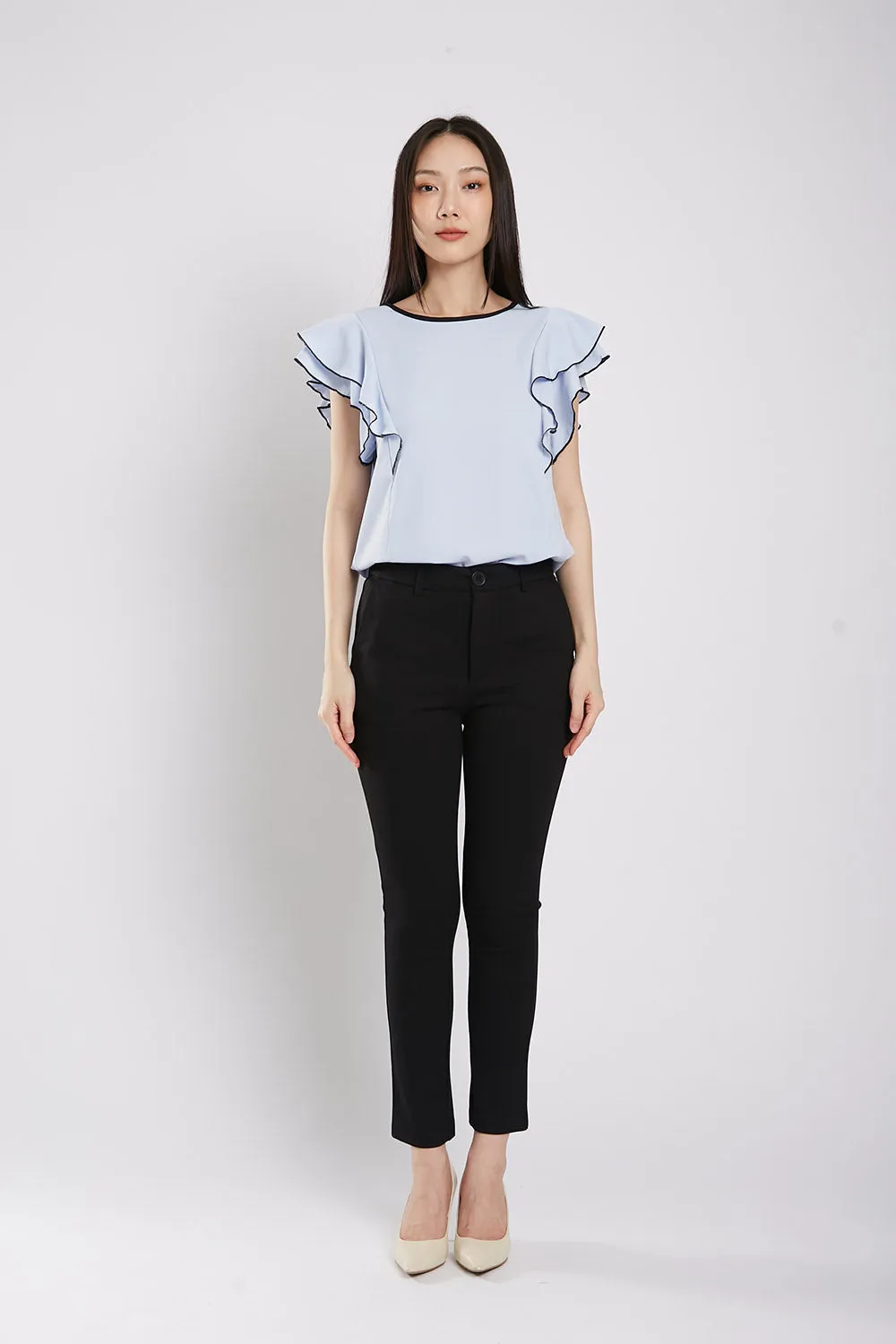 Devika Fluted Sleeves in Sky Blue