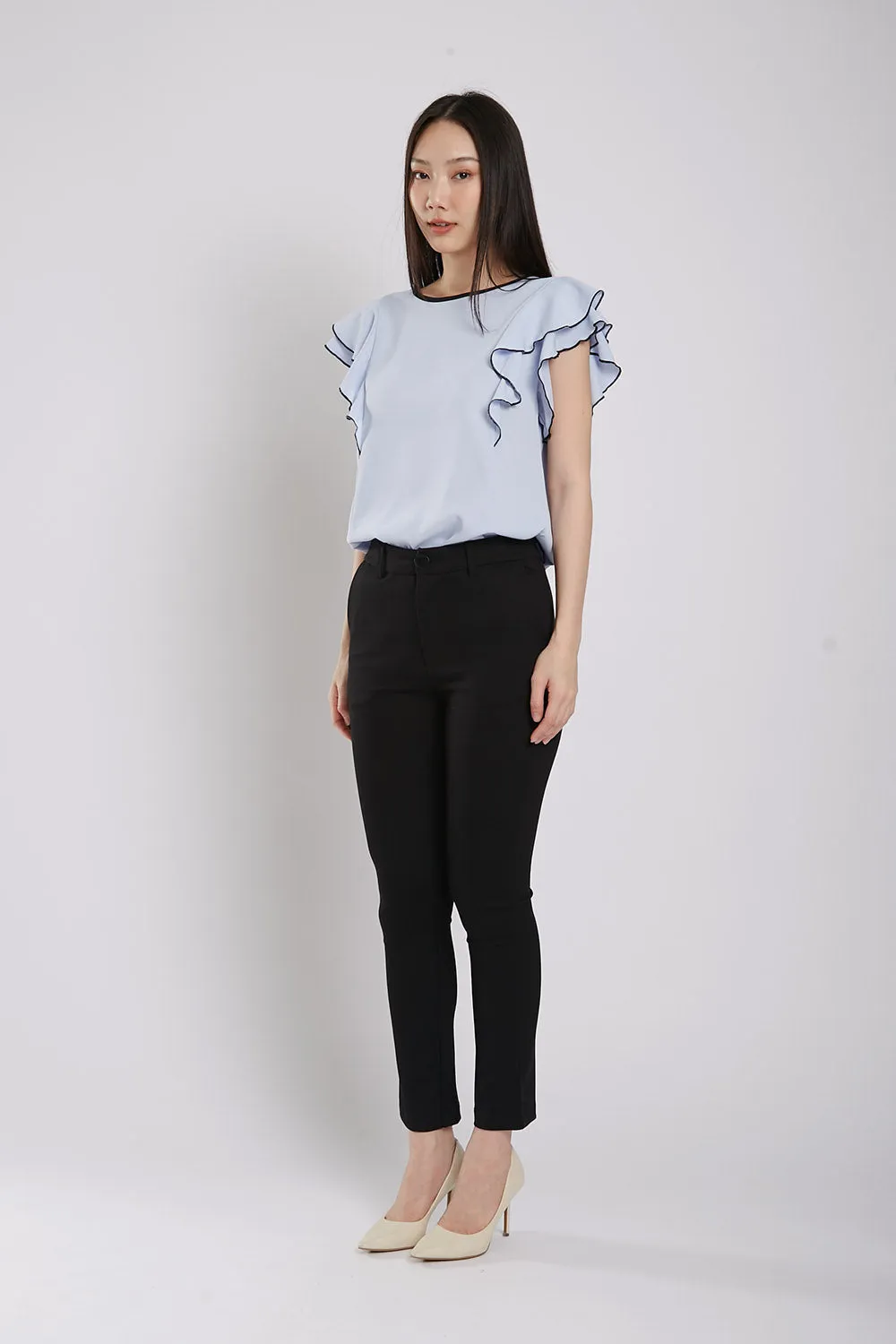 Devika Fluted Sleeves in Sky Blue