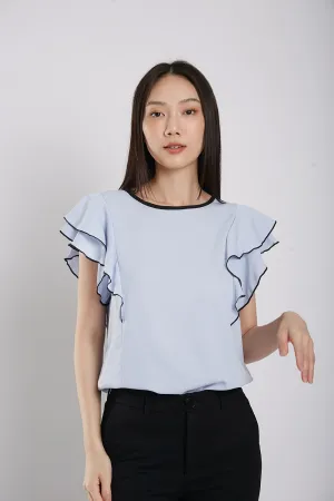 Devika Fluted Sleeves in Sky Blue
