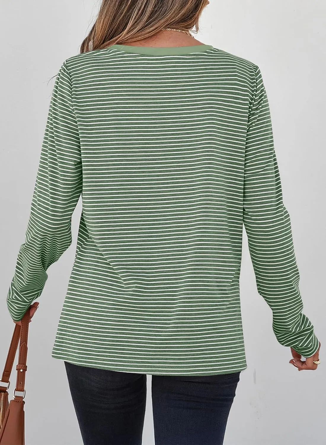 EVALESS Spring Summer Tops for Women Trendy V Neck Long Sleeve Shirts 2025 Basic T Shirts Loose Tee Clothes Casual Outfits