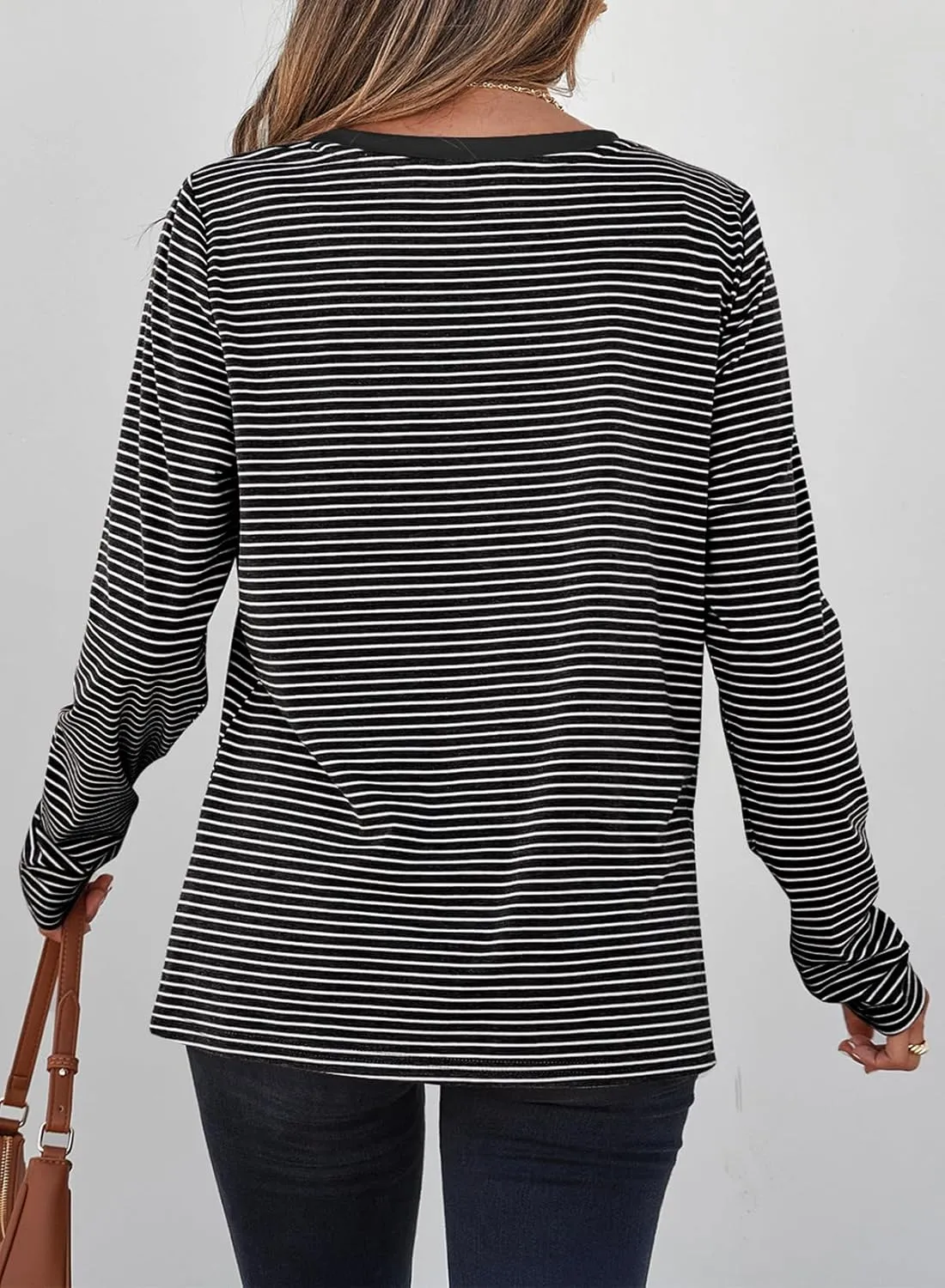 EVALESS Spring Summer Tops for Women Trendy V Neck Long Sleeve Shirts 2025 Basic T Shirts Loose Tee Clothes Casual Outfits