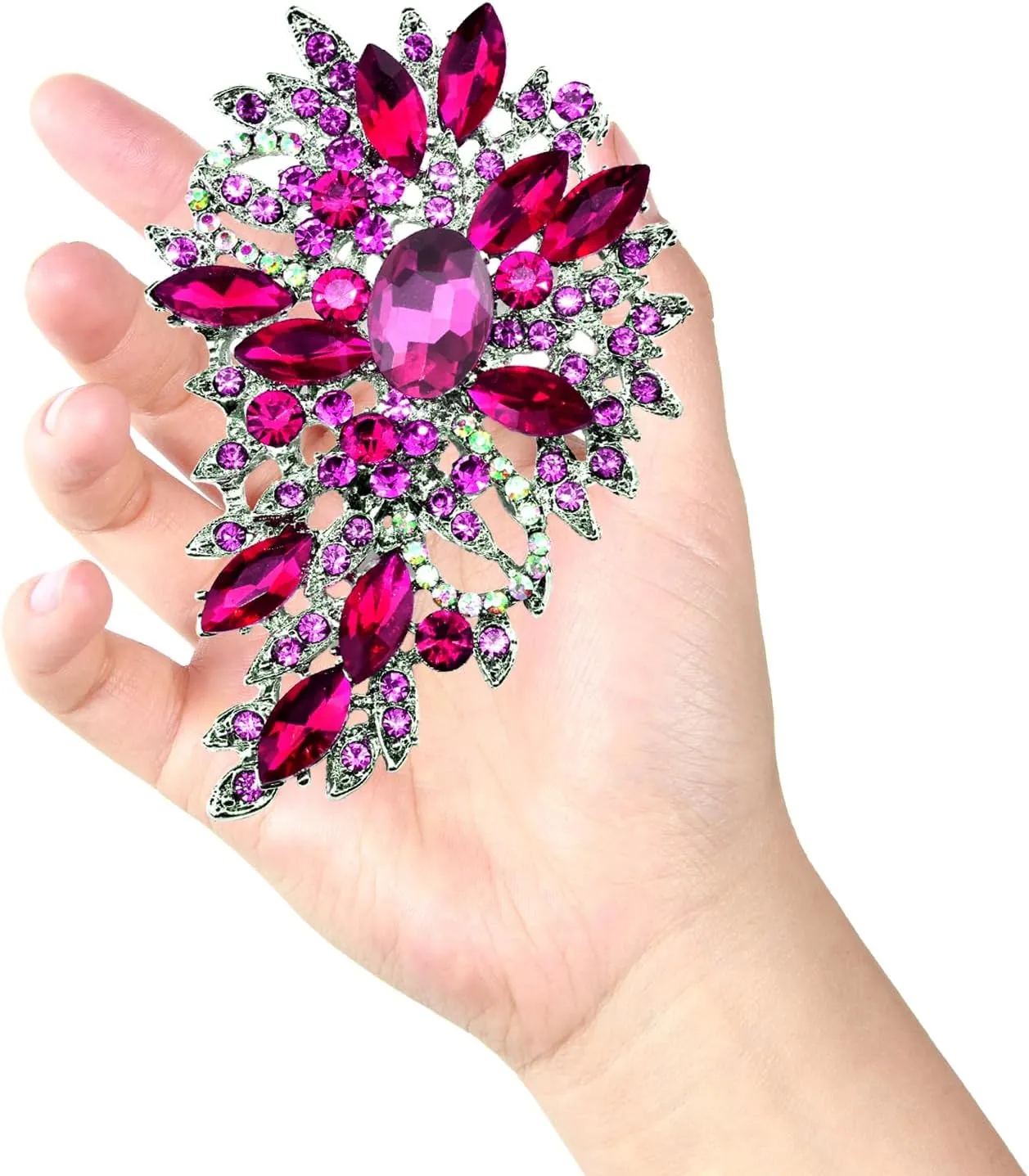 Flower Bouquet Brooch Ladies Austrian Crystal Pin Pendant Alloy Made Suitable for Wedding Dresses, Suits, Skirts, Everyday wear