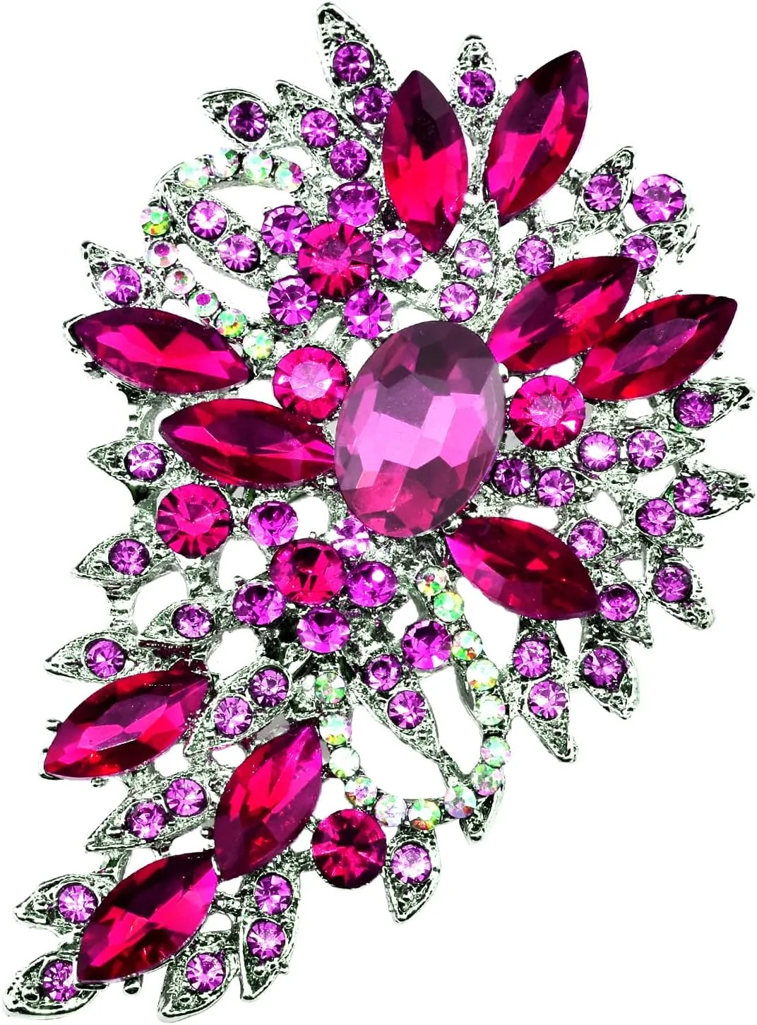 Flower Bouquet Brooch Ladies Austrian Crystal Pin Pendant Alloy Made Suitable for Wedding Dresses, Suits, Skirts, Everyday wear