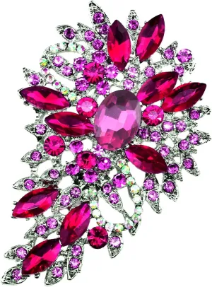 Flower Bouquet Brooch Ladies Austrian Crystal Pin Pendant Alloy Made Suitable for Wedding Dresses, Suits, Skirts, Everyday wear