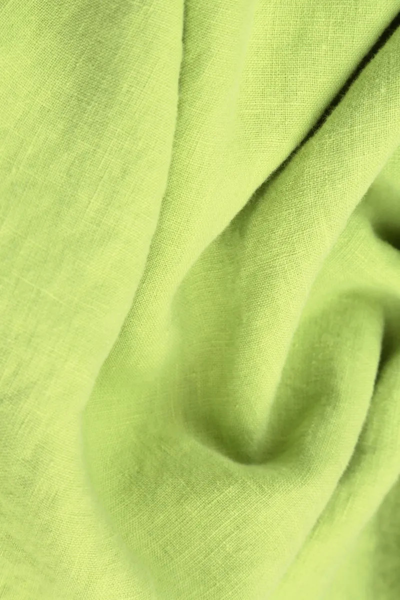 Hooded Sleeveless Balloon Lime Linen Dress