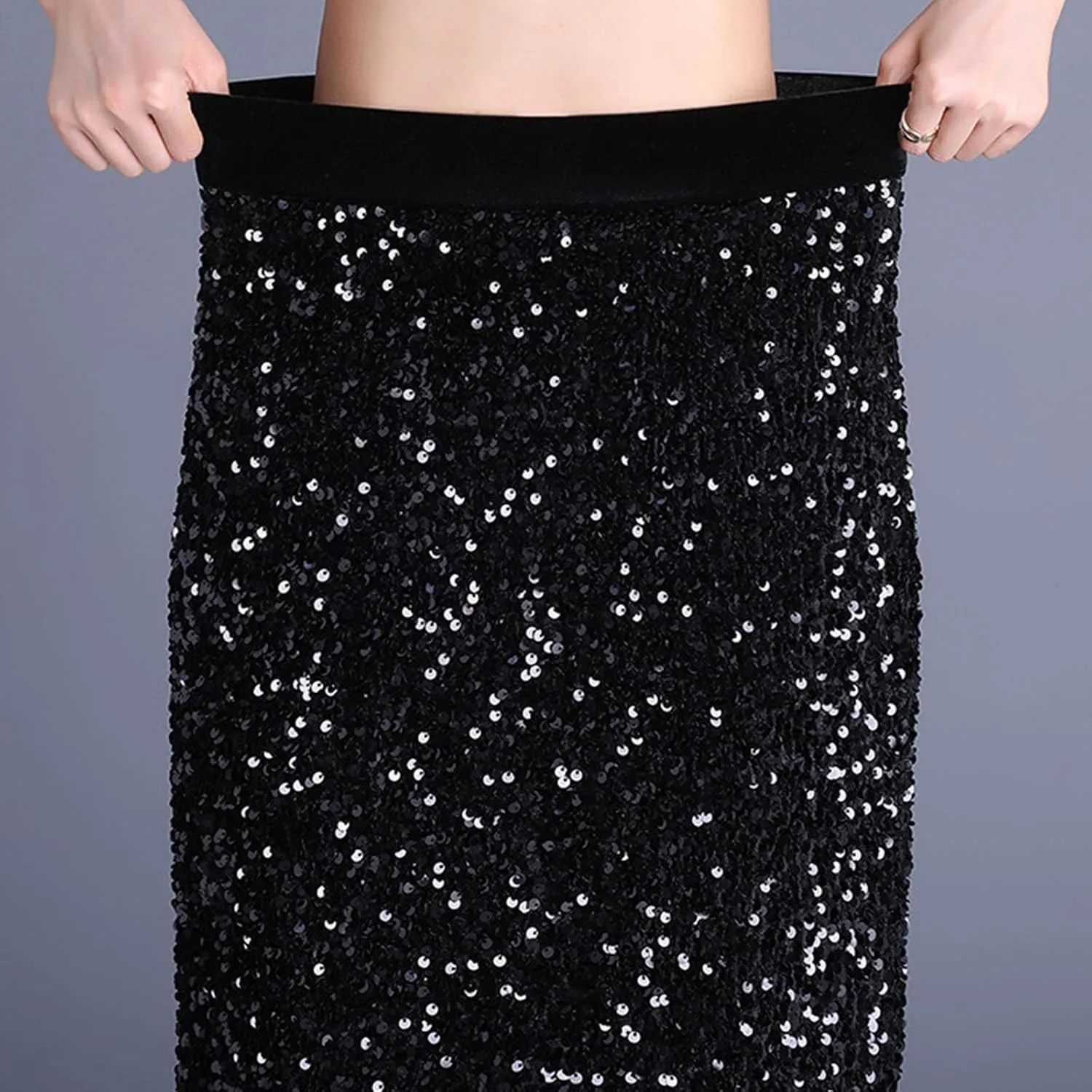 Juniors Elegant Skorts for Women Maxi Long Loose Fit Sequin Sparkly High Cut Pencil Glitter Basic Skorts 2025