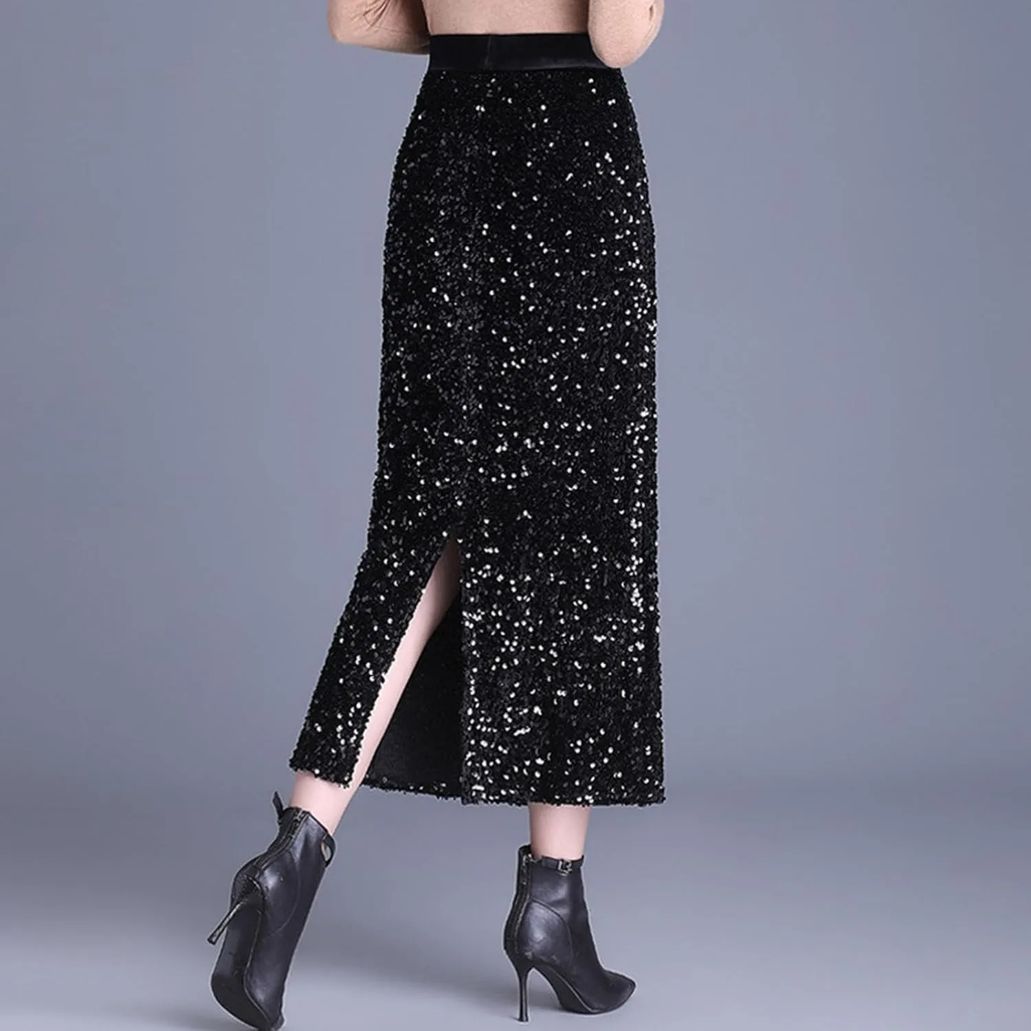 Juniors Elegant Skorts for Women Maxi Long Loose Fit Sequin Sparkly High Cut Pencil Glitter Basic Skorts 2025