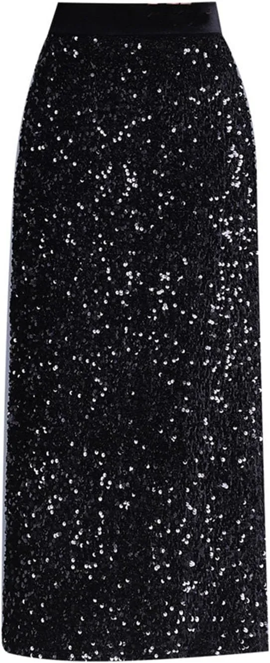 Juniors Elegant Skorts for Women Maxi Long Loose Fit Sequin Sparkly High Cut Pencil Glitter Basic Skorts 2025