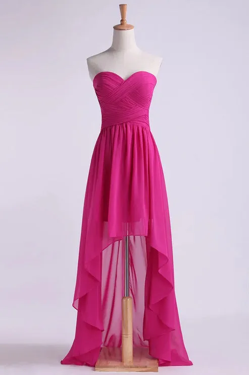 Luolandi Asymmetrical Party Dresses Sweetheart Chiffon Off Shoulder Solid Color