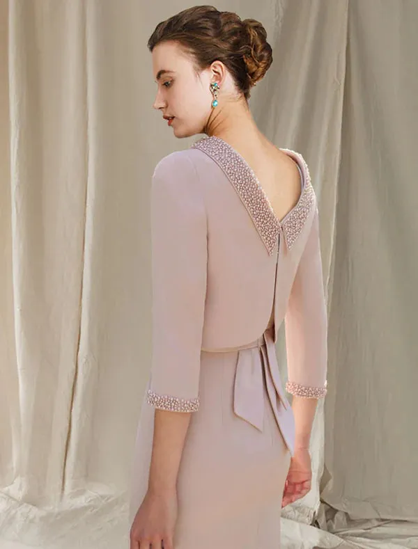 Luolandi Two Piece Mermaid / Trumpet Mother of the Bride Dress Church Elegant High Low Square Neck Asymmetrical Tea Length Stretch Chiffon Sleeveless Short Jacket Dresses