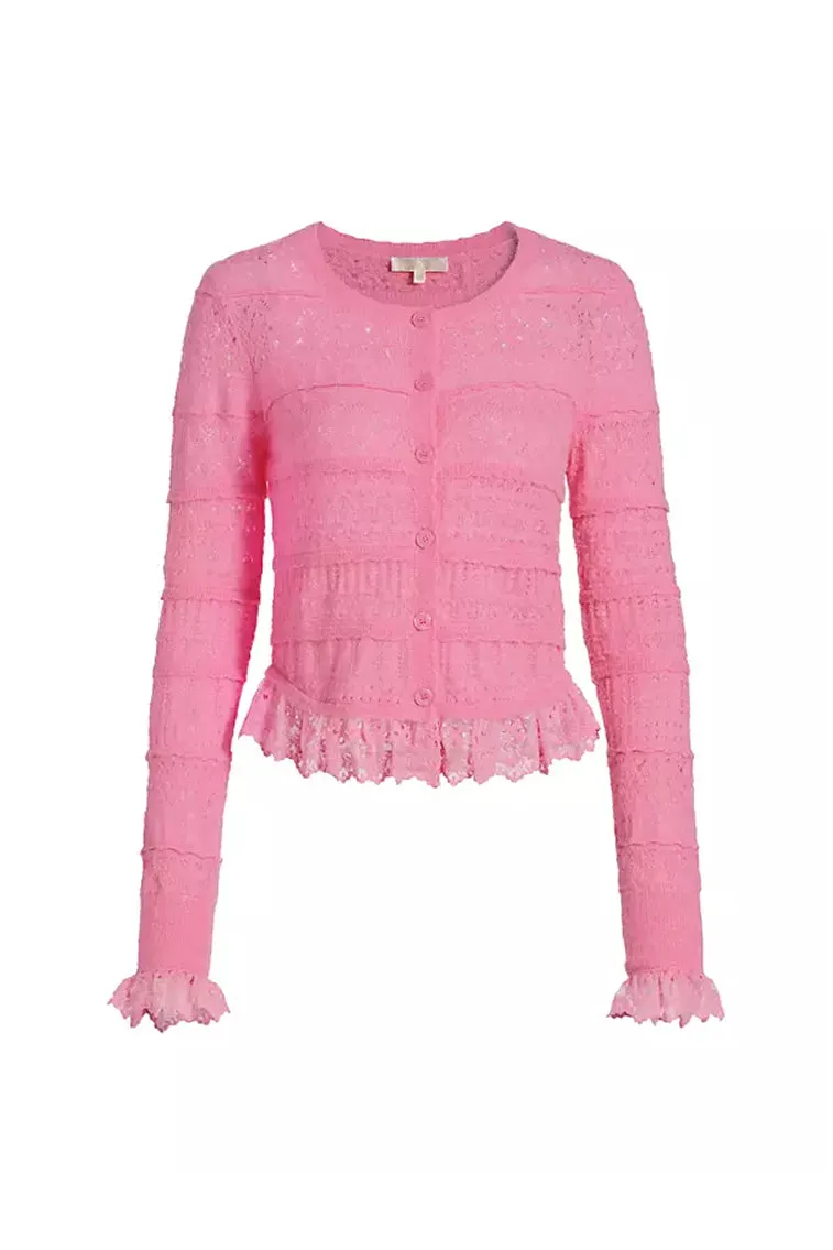 Norden Alpaca-Blend Lace-Trimmed Cardigan - PETUNIA