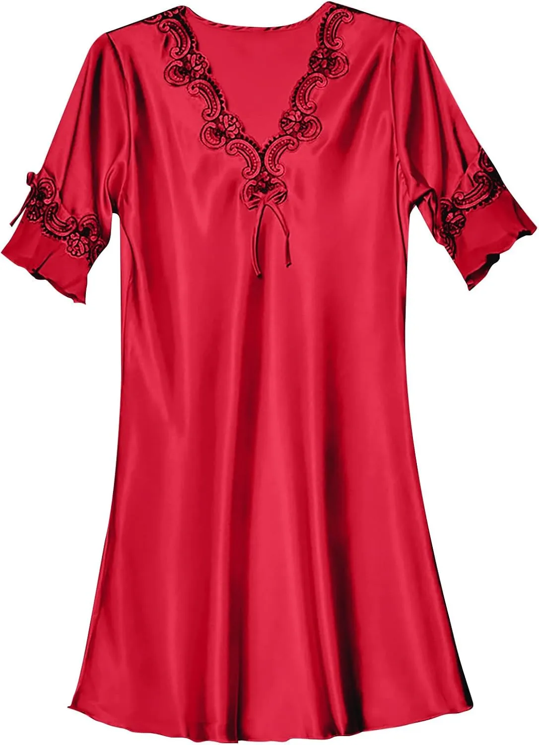 Silk Pajamas for Women Ruffle Half Sleeve Vneck Nightdress Mini Dress 2024 Sexy Satin Sleepwear Nightshirt Sleepdress
