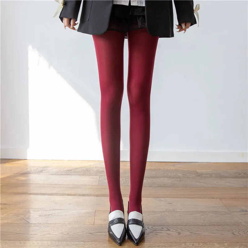 Soft Velvet Touch Burgundy Tights