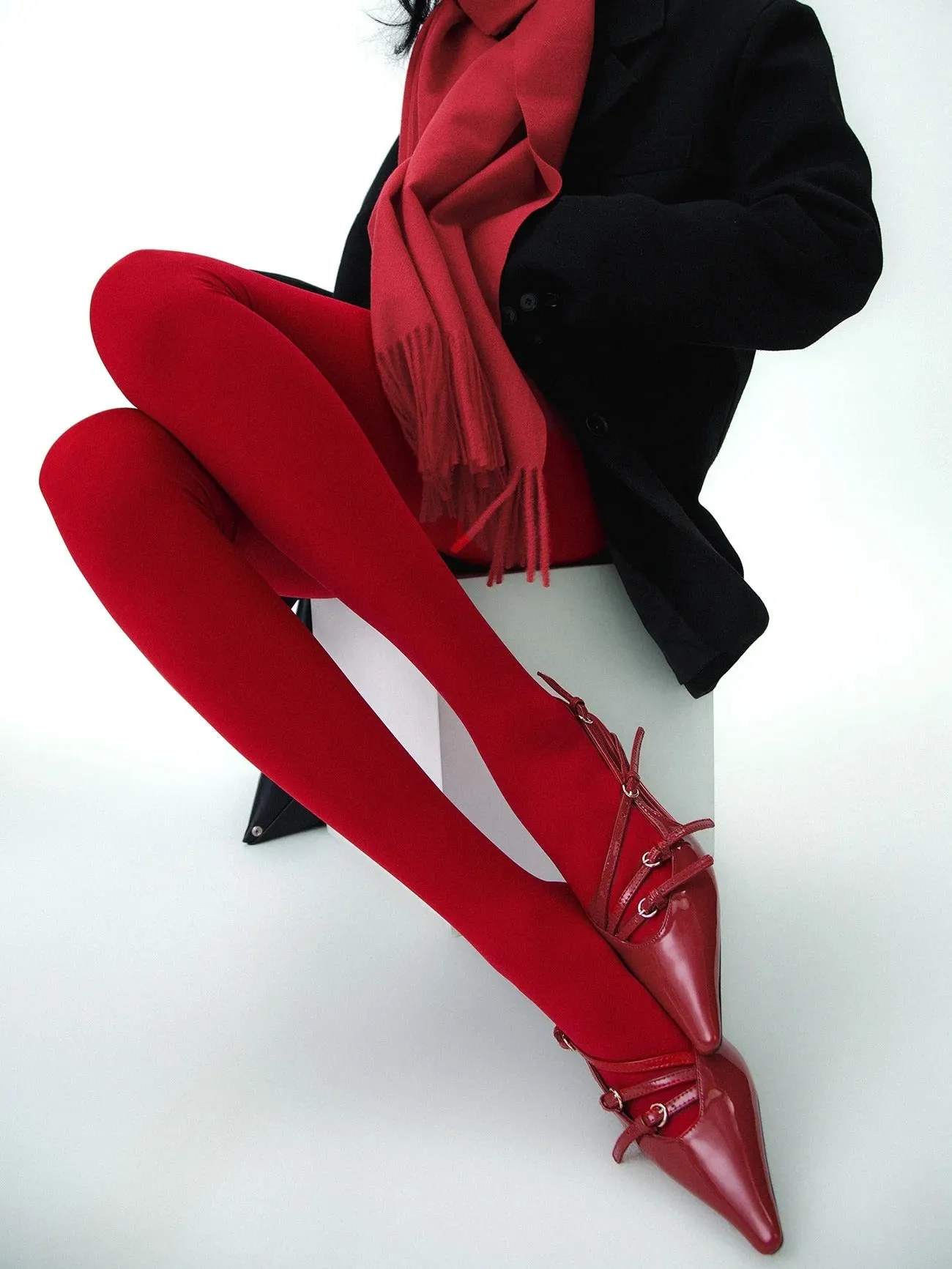 Soft Velvet Touch Red Tights