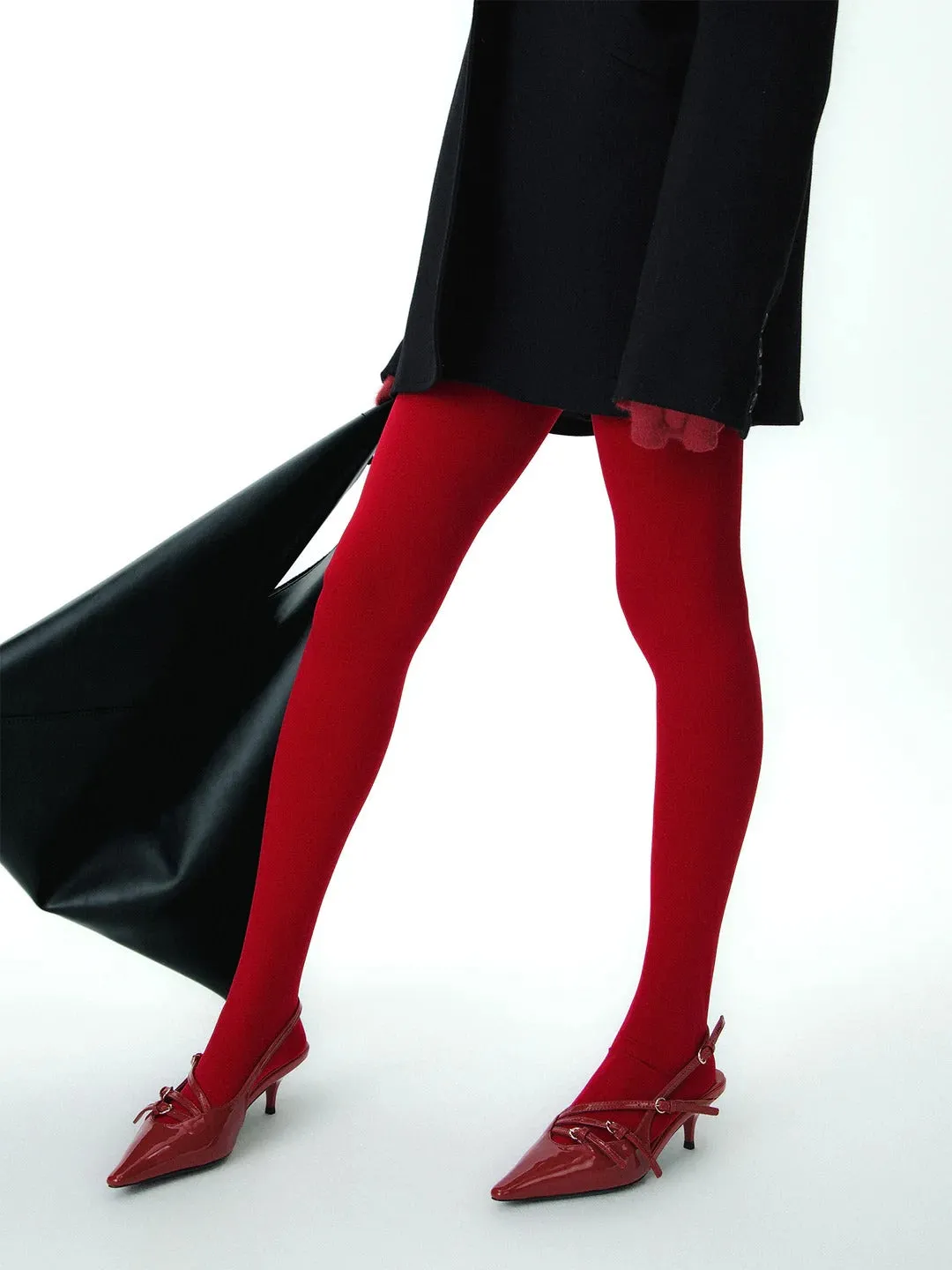 Soft Velvet Touch Red Tights