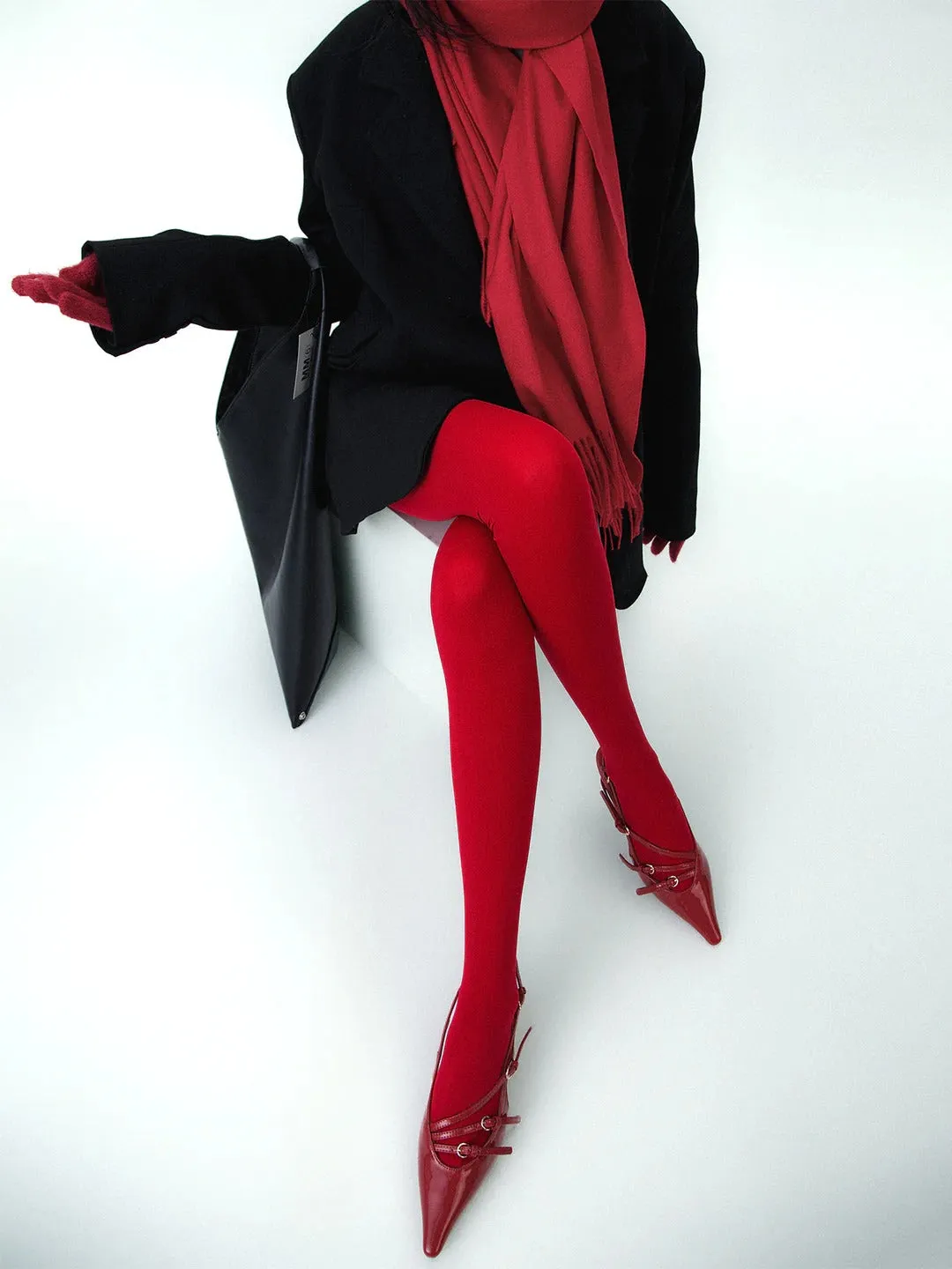 Soft Velvet Touch Red Tights