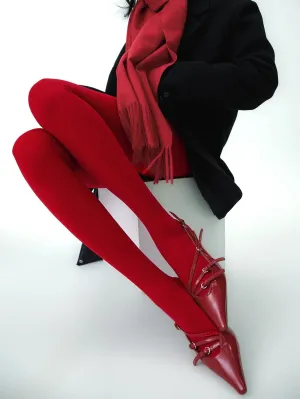 Soft Velvet Touch Red Tights