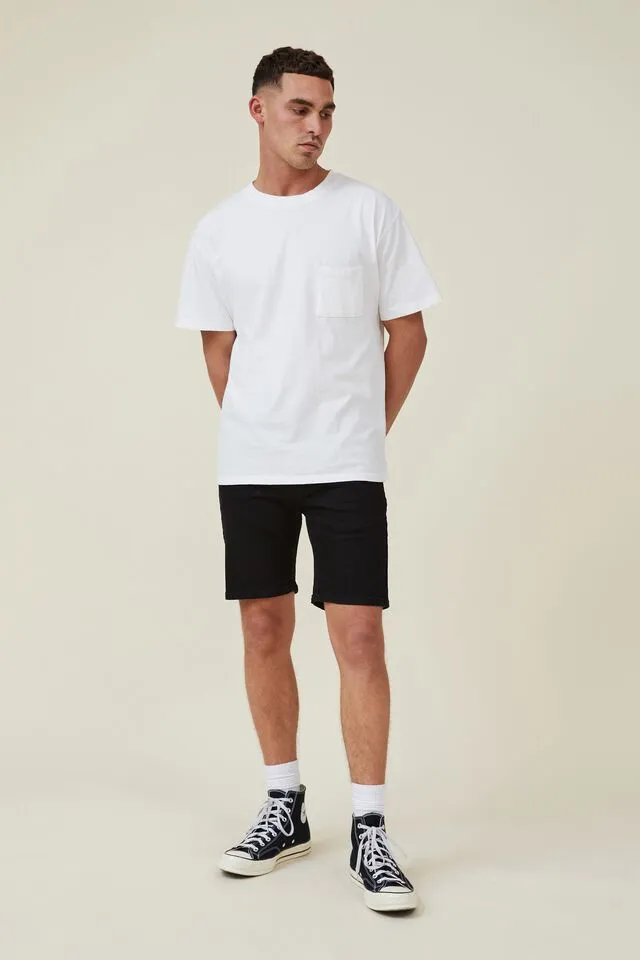 Straight Denim Shorts - Black
