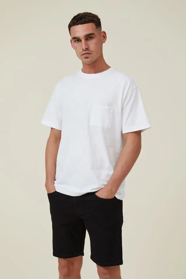 Straight Denim Shorts - Black