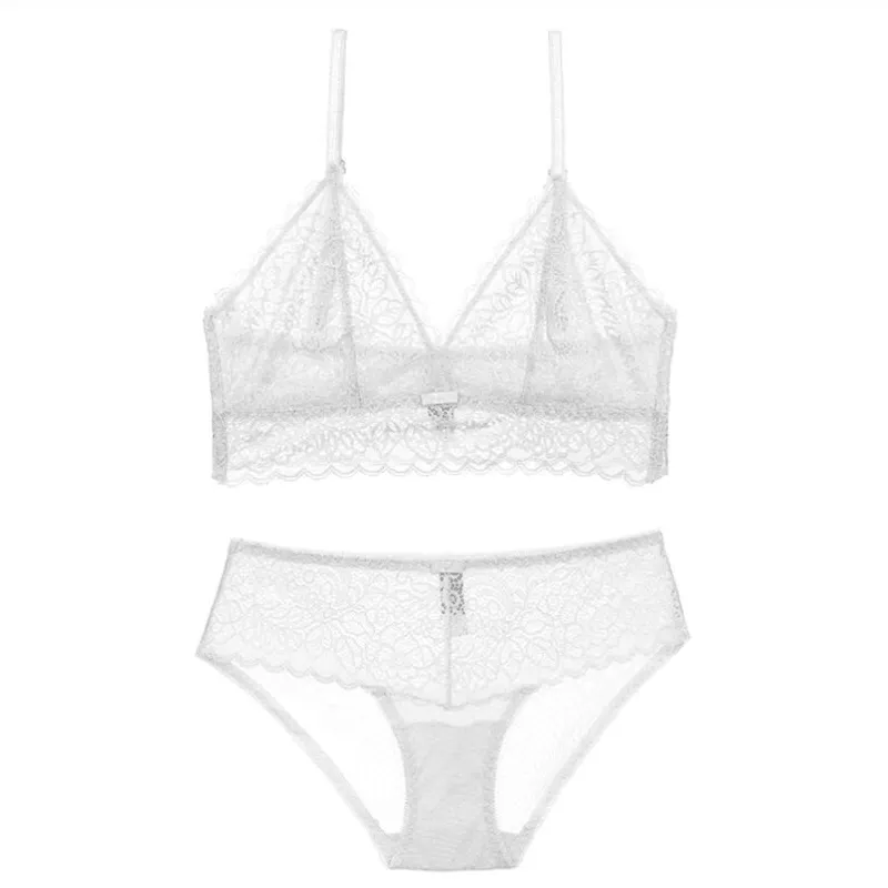 Ultrathin Lace Embroidery Set  Elegant Sheer Lingerie Design