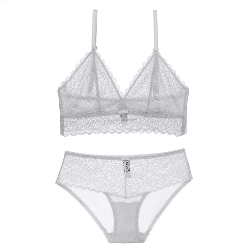 Ultrathin Lace Embroidery Set  Elegant Sheer Lingerie Design