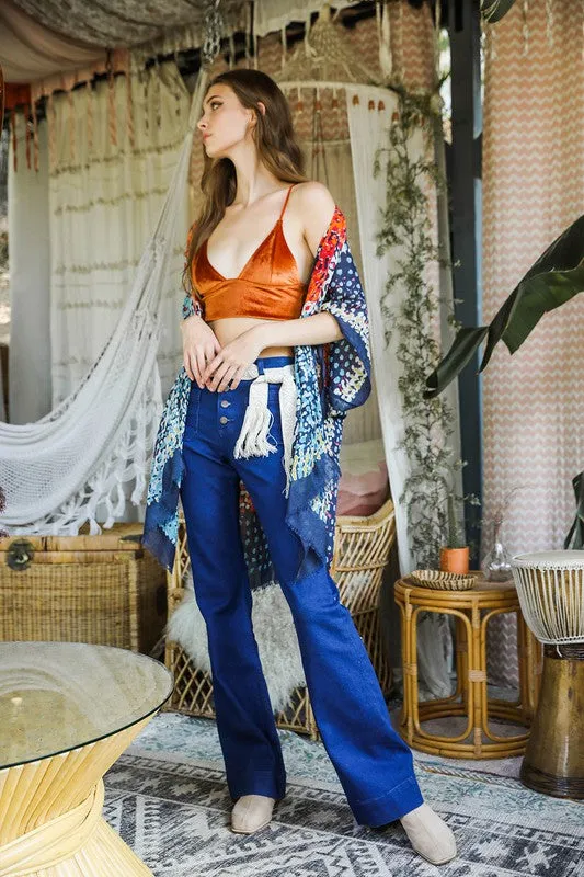 Velvet Longline Cropped Bralette Cami Top