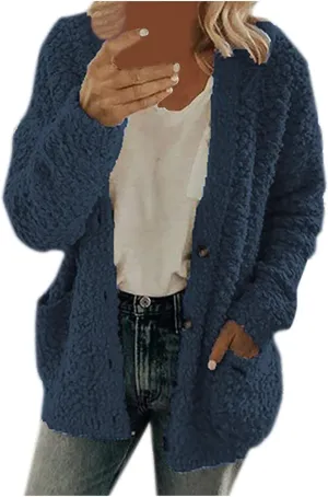 Winter Coats for Women 2023 Fuzzy Fleece Sherpa Jacket Warm Outerwear Button Down Long Sleeve Cardigan Plush Sweater