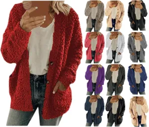 Winter Coats for Women 2023 Fuzzy Fleece Sherpa Jacket Warm Outerwear Button Down Long Sleeve Cardigan Plush Sweater