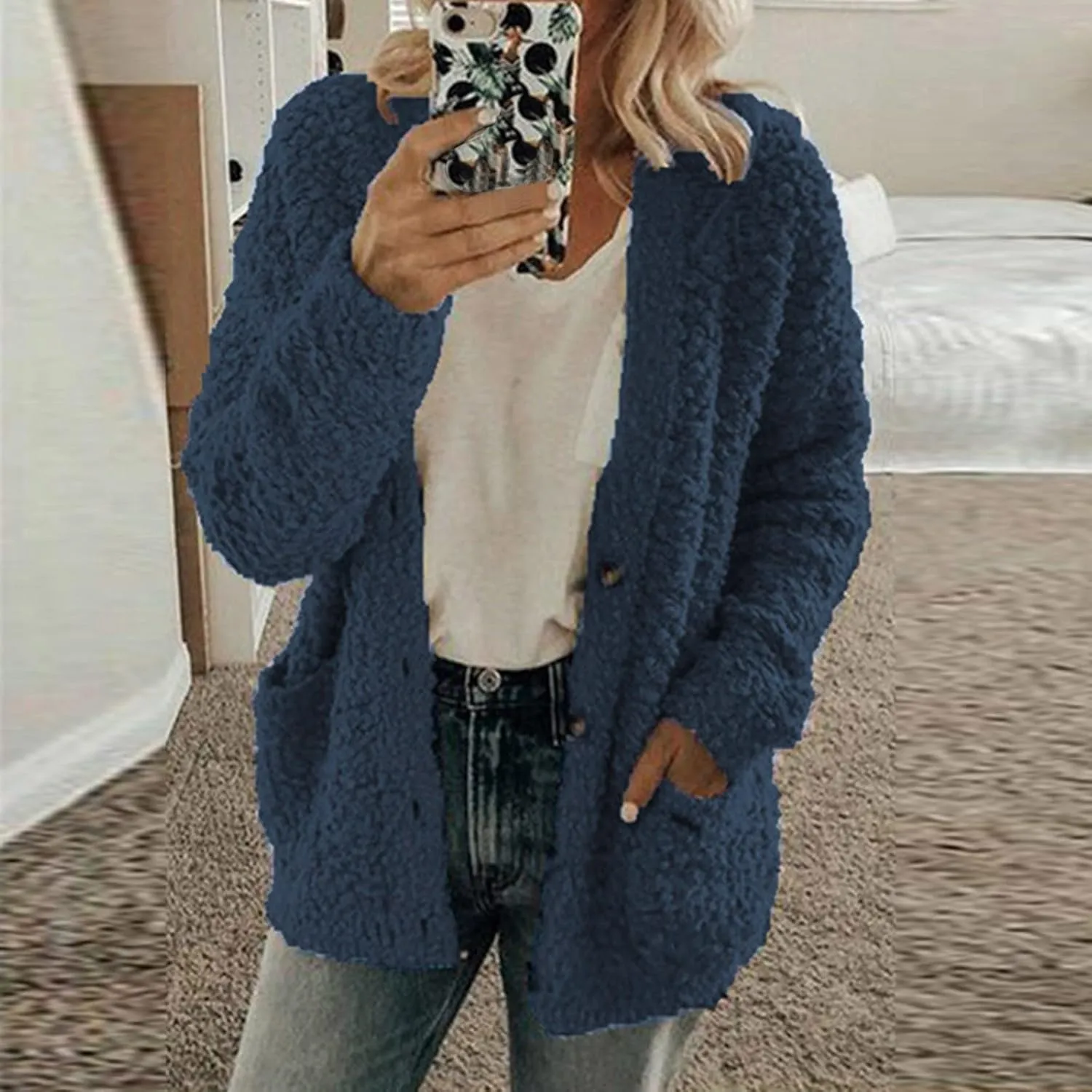 Winter Coats for Women 2023 Fuzzy Fleece Sherpa Jacket Warm Outerwear Button Down Long Sleeve Cardigan Plush Sweater
