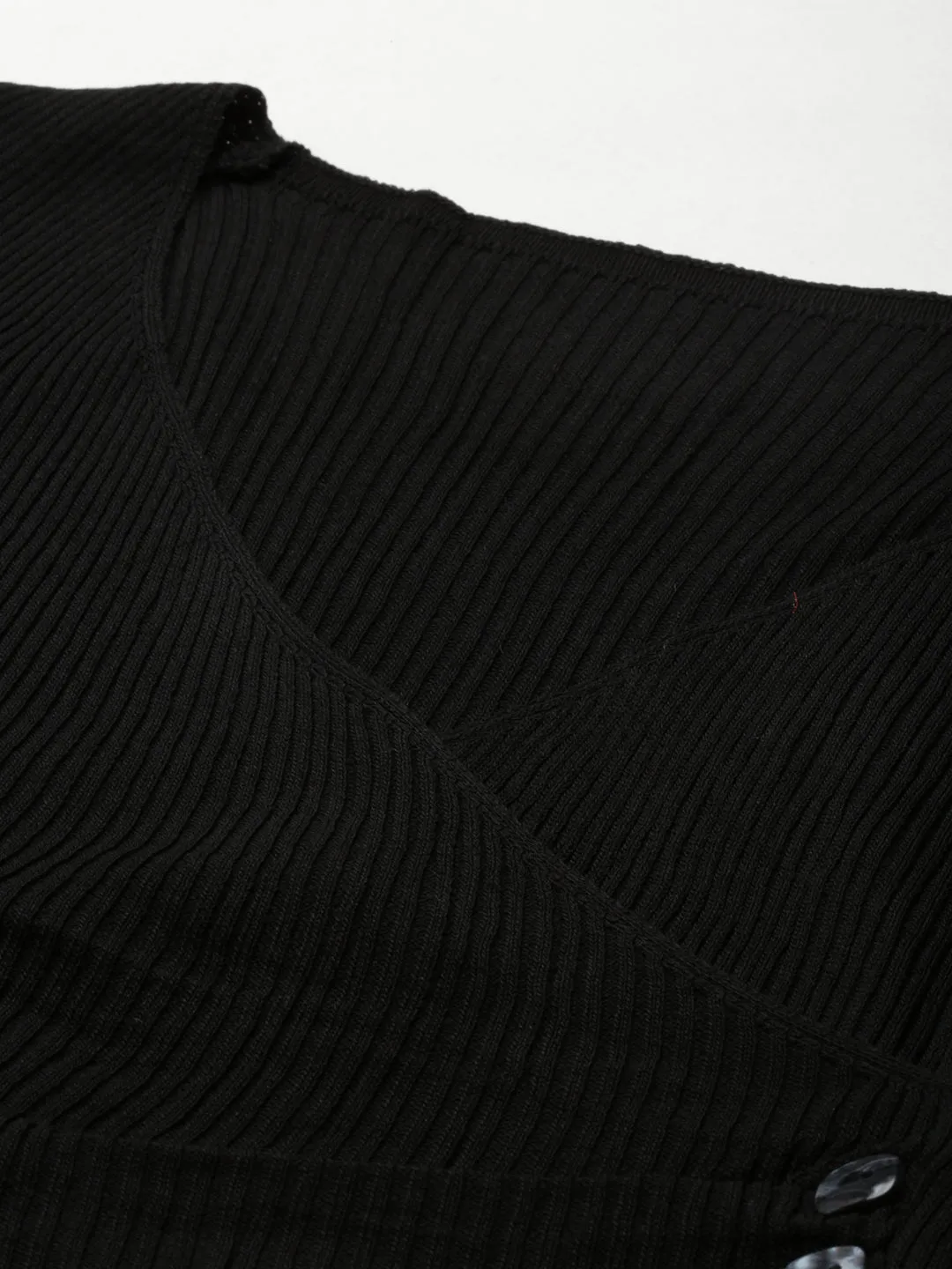 Women Black V-Neck Wrap Crop Top