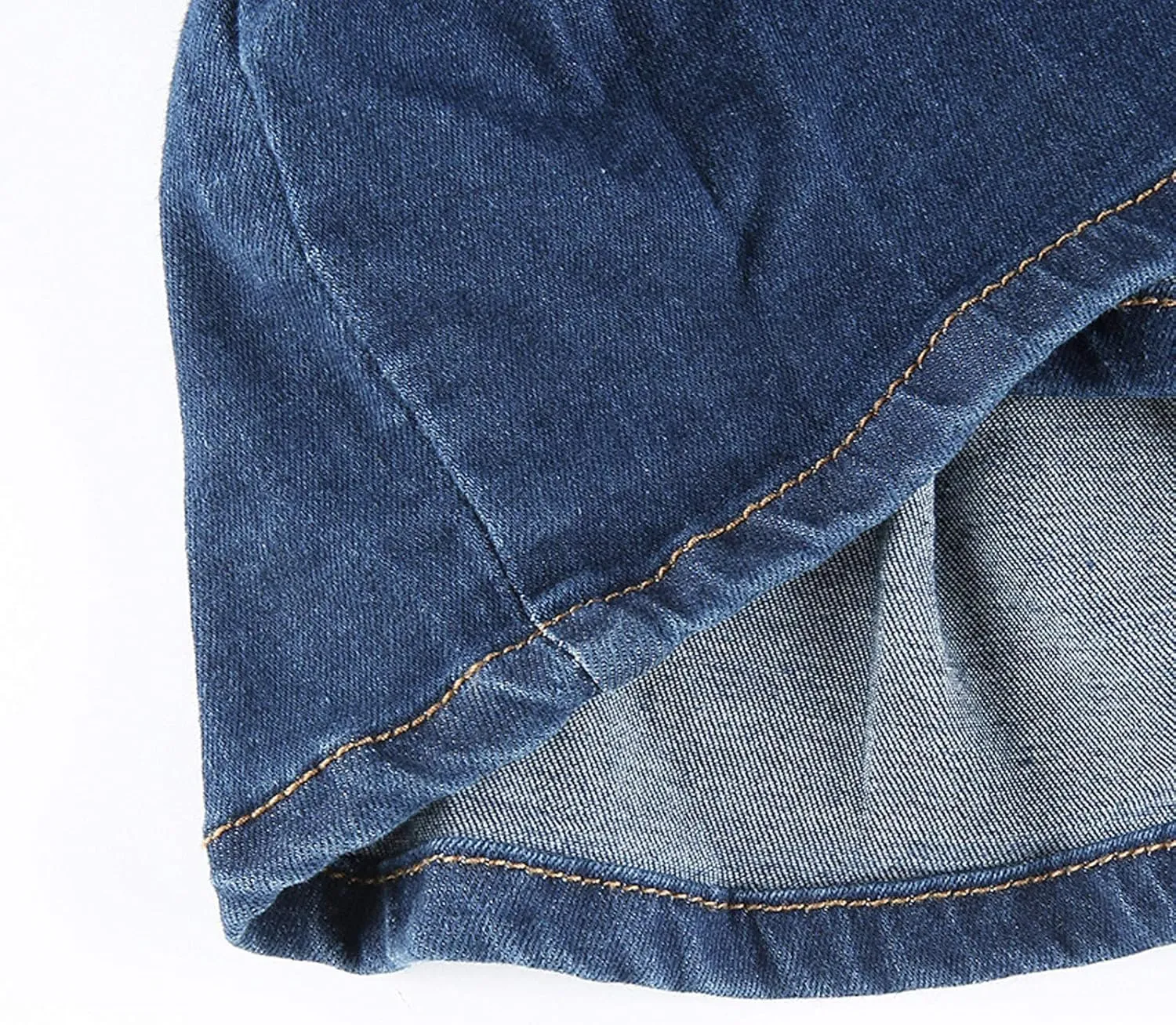 Womens Mini Denim Skirts Casual Stretch Slim Zipper Jean Skirt High Waisted Pleated Skirt Streetwear Skirt with Pocket