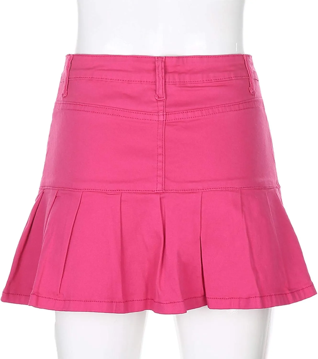 Womens Mini Denim Skirts Casual Stretch Slim Zipper Jean Skirt High Waisted Pleated Skirt Streetwear Skirt with Pocket